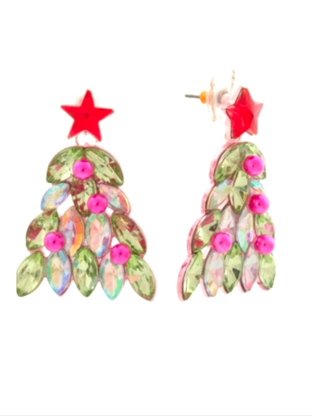 Betsey Johnson Crystal Christmas Tree Earrings